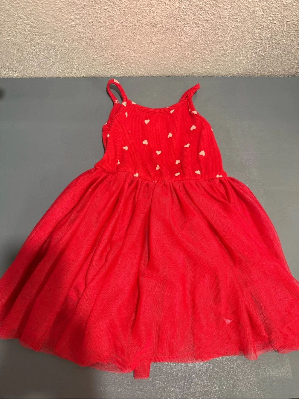 Old Navy Red Heart Print Tulle Tank Dress for Kids